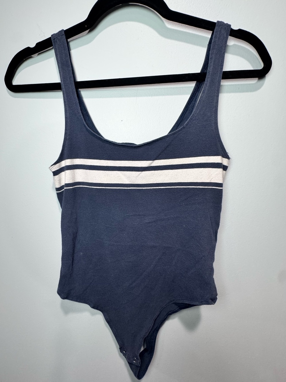 Garage Navy and White Striped Tank Bodysuit